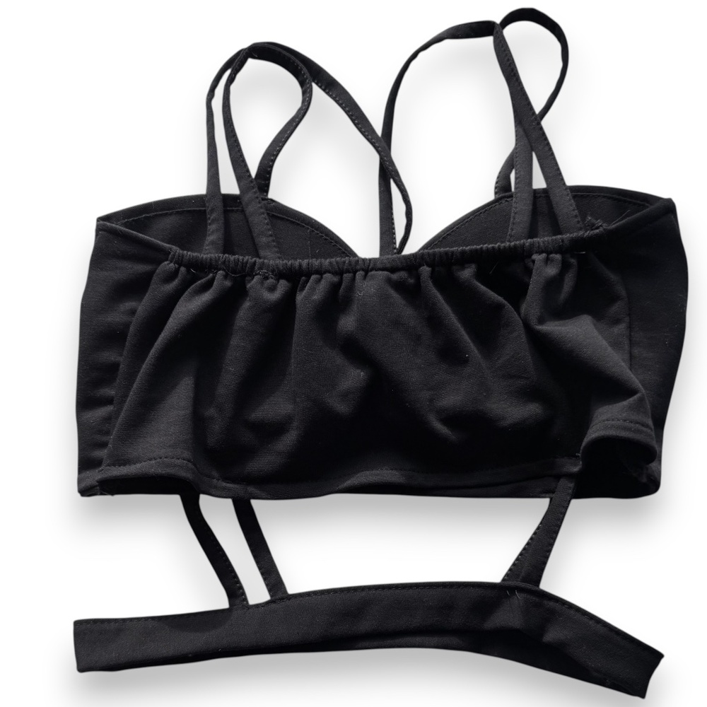 SHENMIN Black Strappy Bustier Bralette Crop Top - Picture 2 of 7